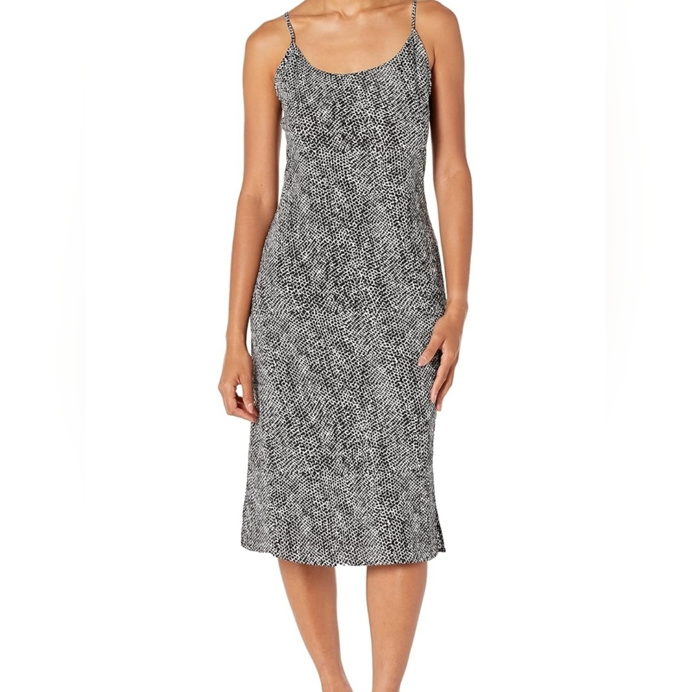 Nine West Black and White Midi Dress with Abstract Print